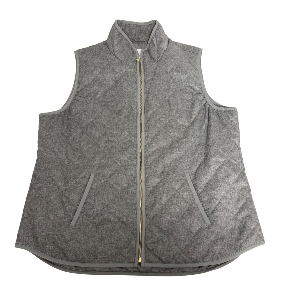 Old Navy Quilted Vest Women XL Gray Full Zip Sleeveless Puffer Jacket Layering